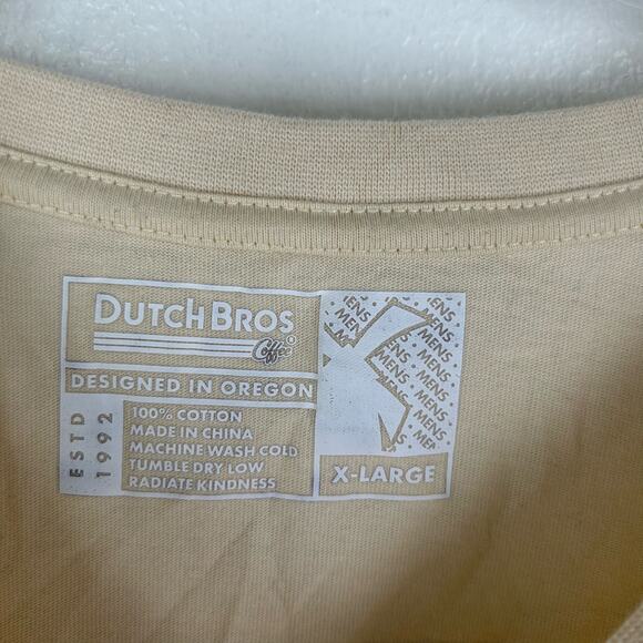 Dutch Bros Men's Long Sleeve Tan Shirt Size XL It's All Good Globe Logo Top - Picture 5 of 6